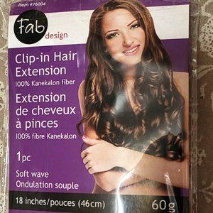 NEW Hair Extension, Synthetic, Clip, Med. Reddish/Golden Brown, 18"